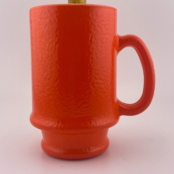 Vintage, Tall, Textured Milk Glass, Coffee Mug, Mottled Orange by Hazel Atlas - Picture 7 of 8